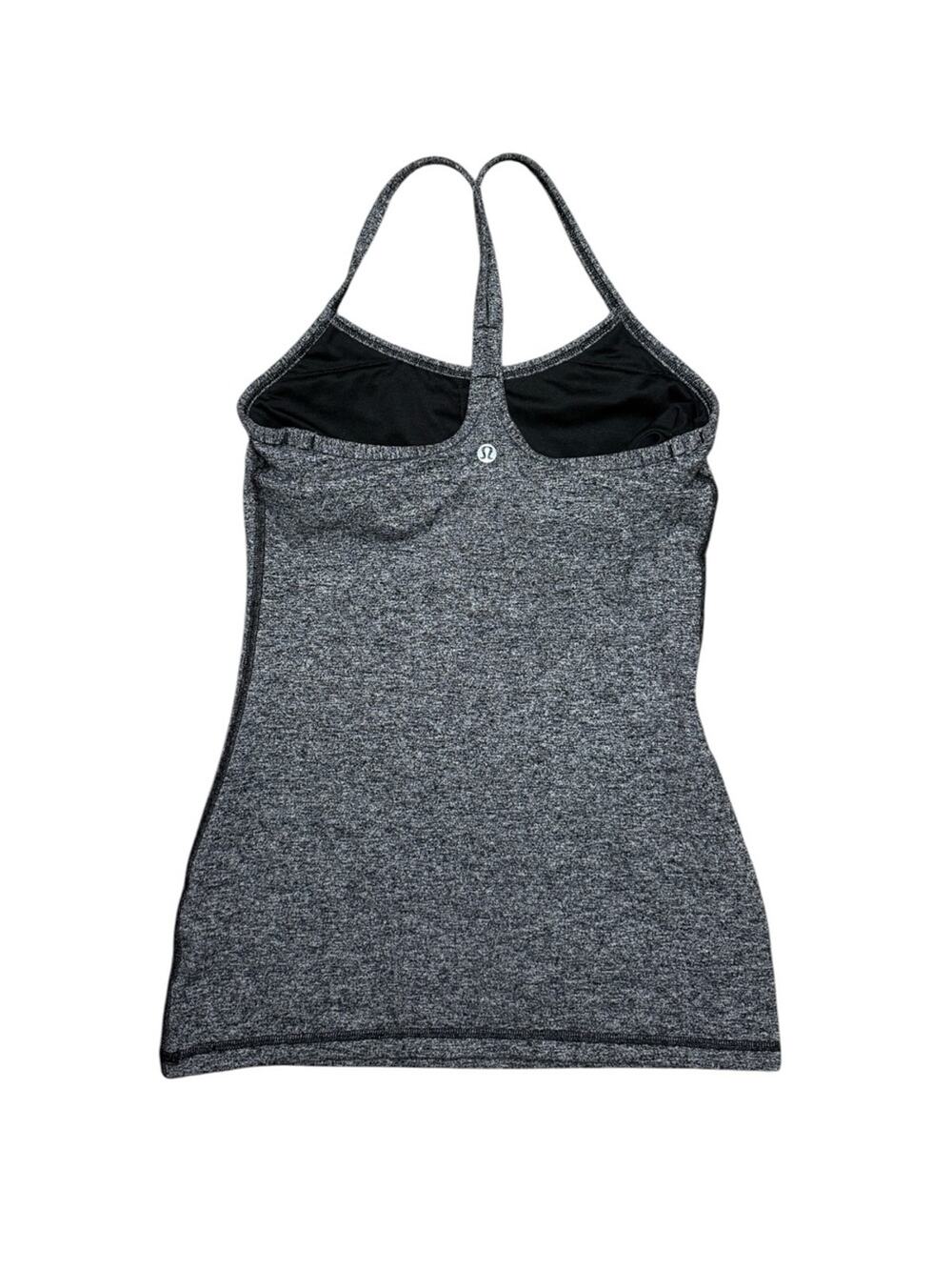 Lululemon Power Y Tank Luon Heathered Black Yoga Top Size 4
